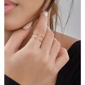 Sterling Silver Forever Womens Wave Ring Size 5 Gold Tone New